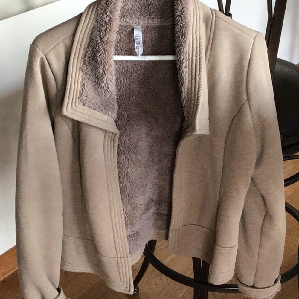 Fuzzy tan warm coat